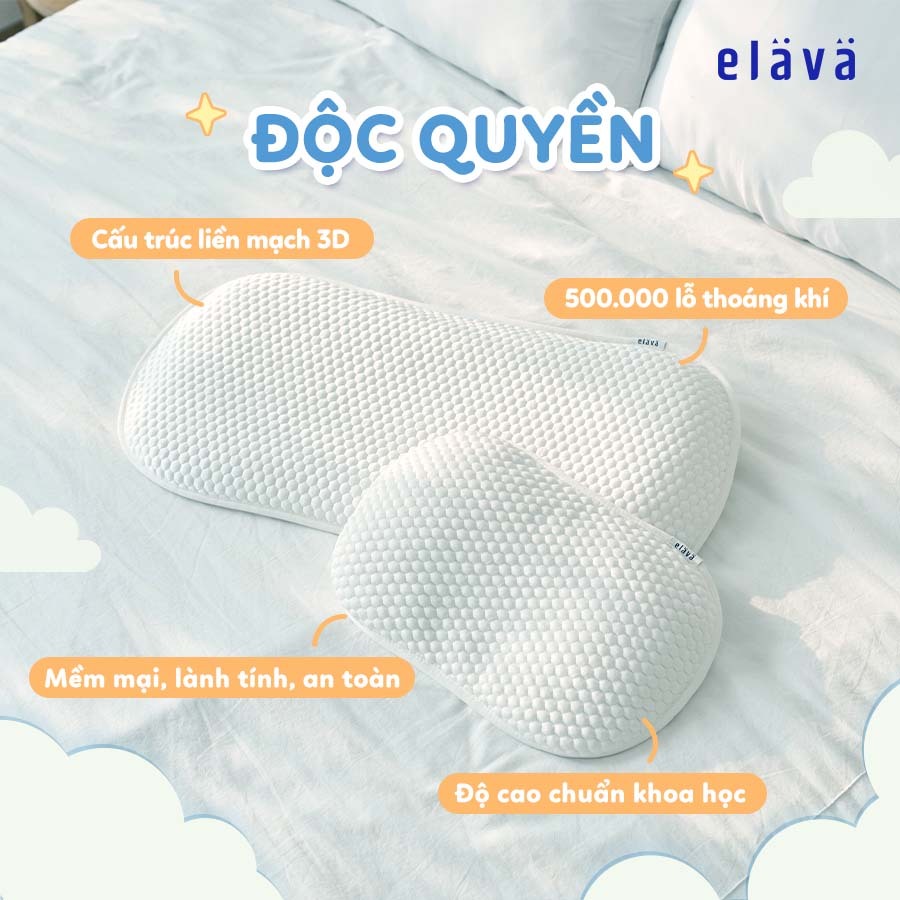 Ảnh Elava Gối ngủ thoáng khí mềm mại, đàn hồi, nâng đỡ đầu và giúp bé ngủ ngon (tặng kèm vỏ gối) 1