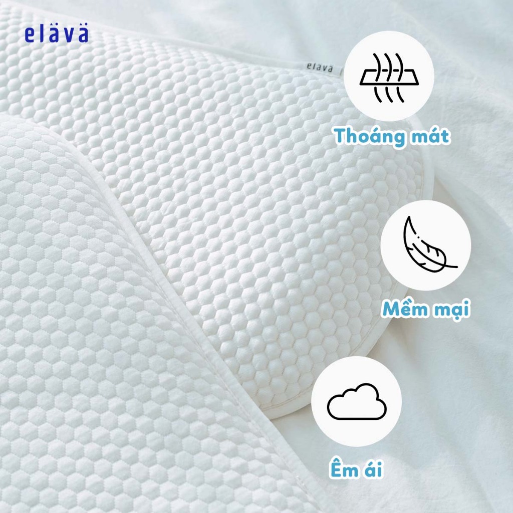 Ảnh Elava Gối ngủ thoáng khí mềm mại, đàn hồi, nâng đỡ đầu và giúp bé ngủ ngon (tặng kèm vỏ gối) 2