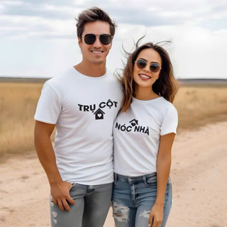 Áo cặp nam nữ, áo thun đôi in hình trụ cột nóc nhà 2025 chất cotton thoáng mát thấm hút (giá 1 áo)