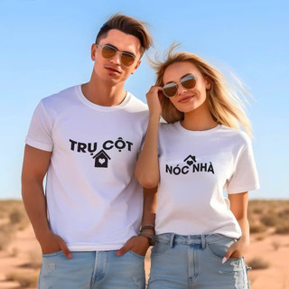 Áo cặp nam nữ, áo thun đôi in hình trụ cột nóc nhà 2025 chất cotton thoáng mát thấm hút (giá 1 áo)