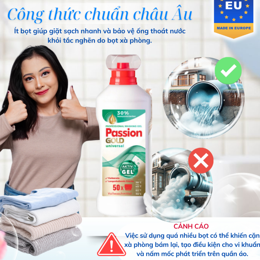 Nước Giặt Passion Gold 2 Lít Làm Sạch Và Chăm Sóc Sợi Vải Nhập Khẩu Đức