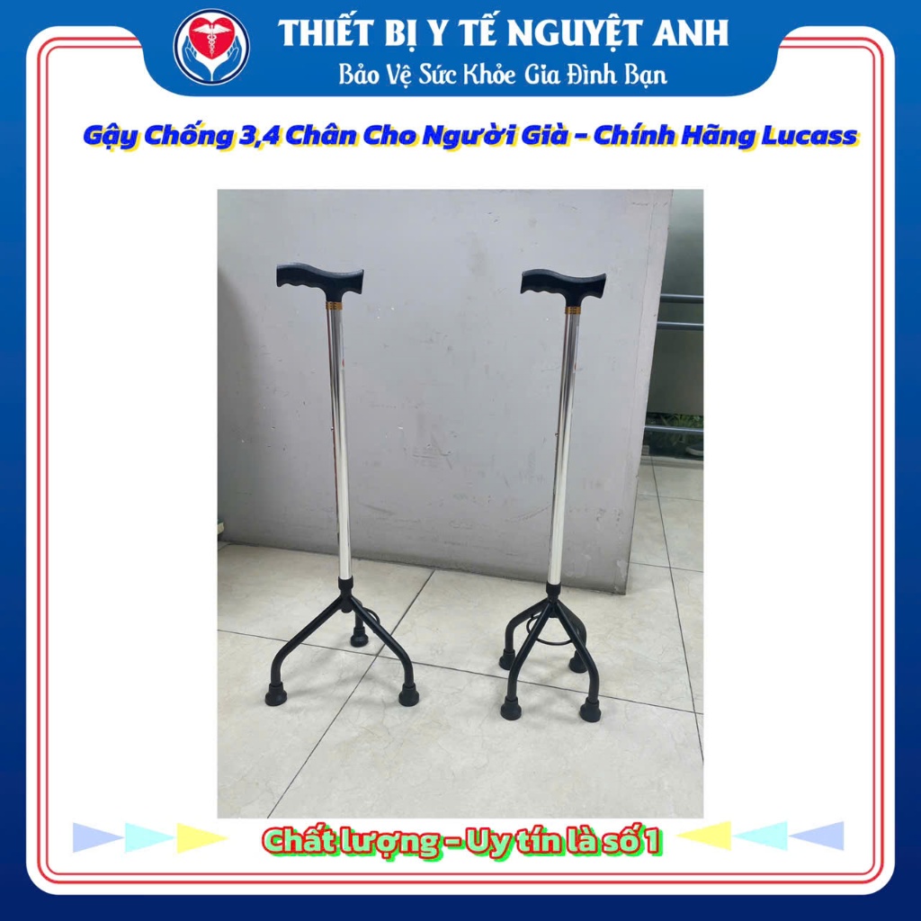 Gậy Chống Cho Người Già 3 Chân 4 Chân Inox LUCASS - Ba Toong Cho Người ...