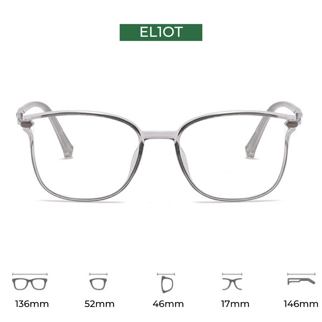 Gọng kính cận mắt mèo vuông ELIOT Eyewear càng kính thanh mảnh nhẹ nhàng màu sắc thời trang có thể thay tròng cận EL8120