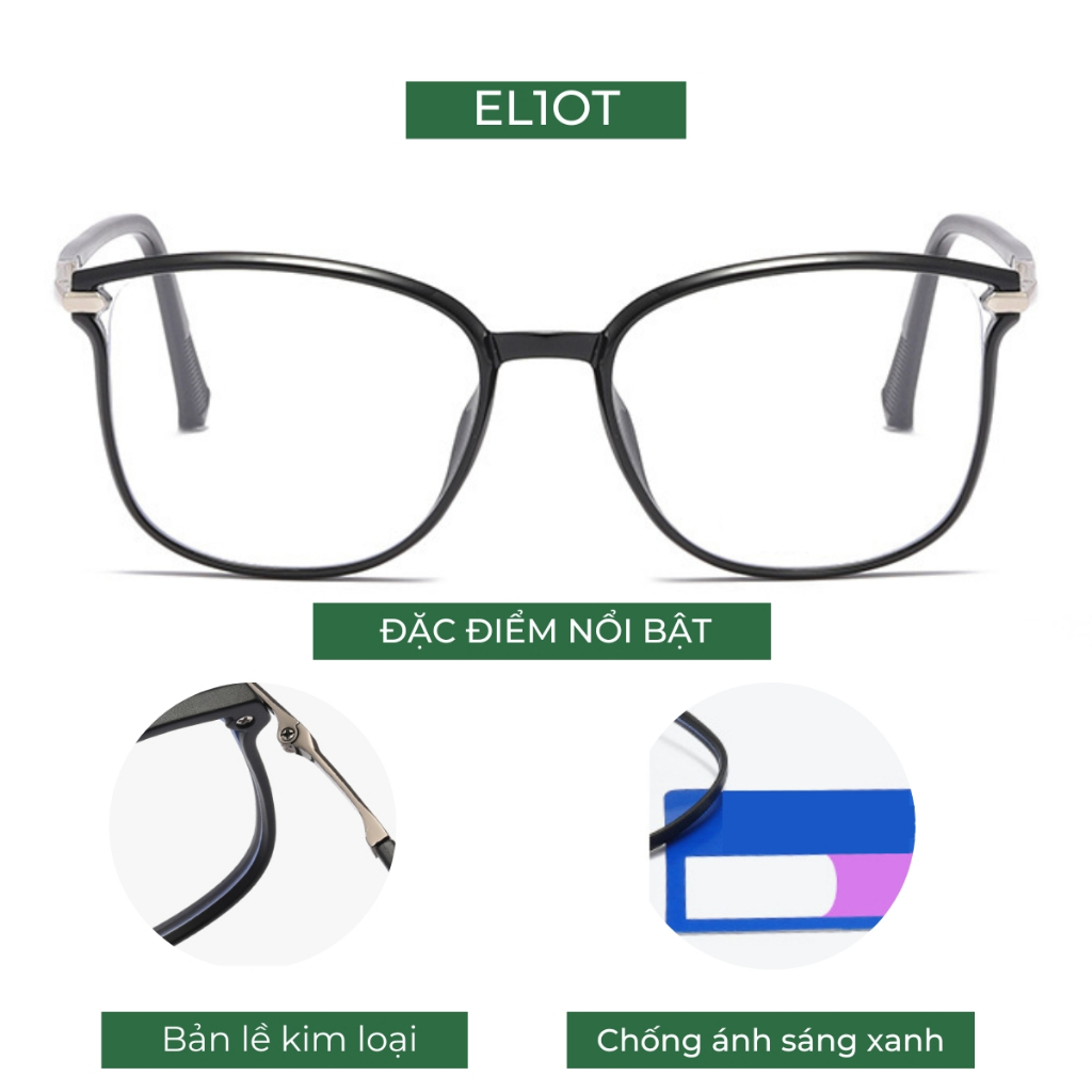 Gọng kính cận mắt mèo vuông ELIOT Eyewear càng kính thanh mảnh nhẹ nhàng màu sắc thời trang có thể thay tròng cận EL8120