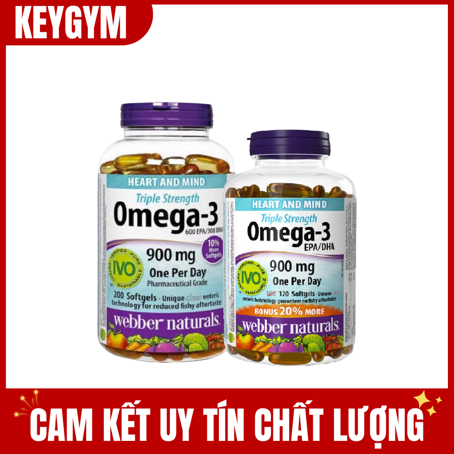[MAPPLE CARE][TẶNG QUÀ] Dầu Cá Webber Natruals Omega3 900mg, 120 Viên - KEYGYM.