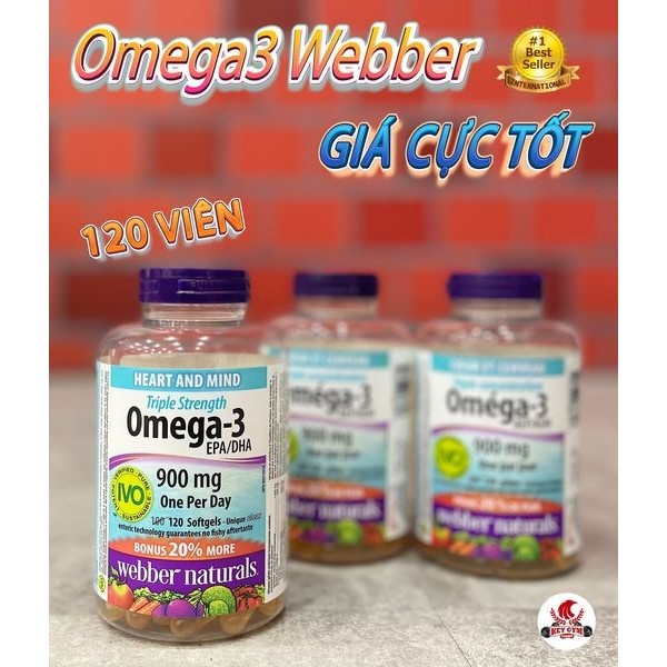 [MAPPLE CARE][TẶNG QUÀ] Dầu Cá Webber Natruals Omega3 900mg, 120 Viên - KEYGYM.