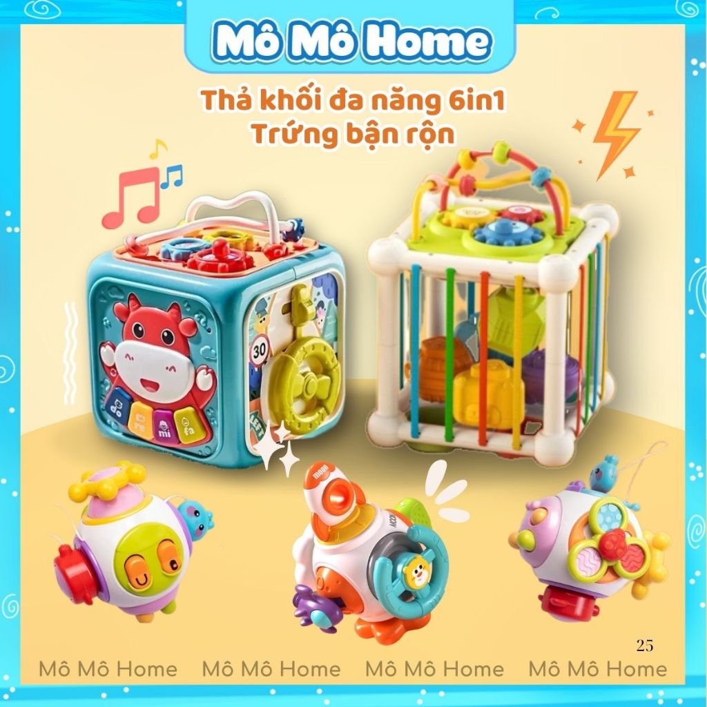 Đồ Chơi Thả Hình Khối Montessori trứng bận rộn đa năng phát triển đa giác quan cho bé từ 1-3 tuổi chất liệu ABS an toàn