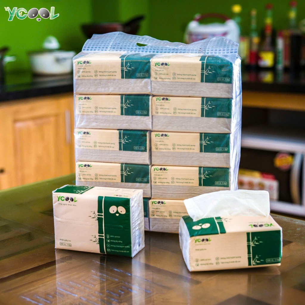Giấy ăn giấy gấu trúc Ycool -khăn giấy rút 1 bịch 10 gói tre | Shopee ...