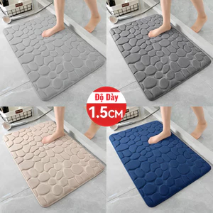 Thảm Lau Chân Siêu Thấm Hút, Chống Trơn Trượt Nhà Tắm, Họa Tiết Đá Nổi Đẹp (Dày 1.5CM)