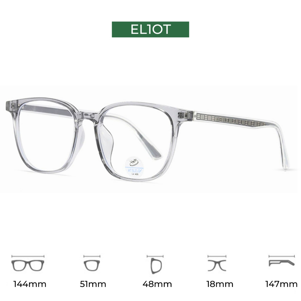 Gọng kính cận ELIOT mắt tròn chất liệu nhựa bản lề kim loại chắc chắn thời trang 81245