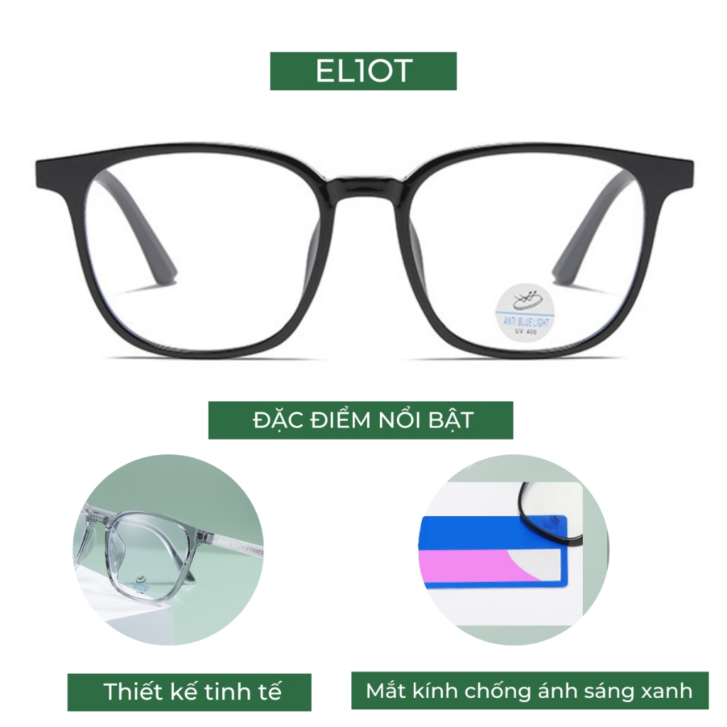Gọng kính cận ELIOT mắt tròn chất liệu nhựa bản lề kim loại chắc chắn thời trang 81245