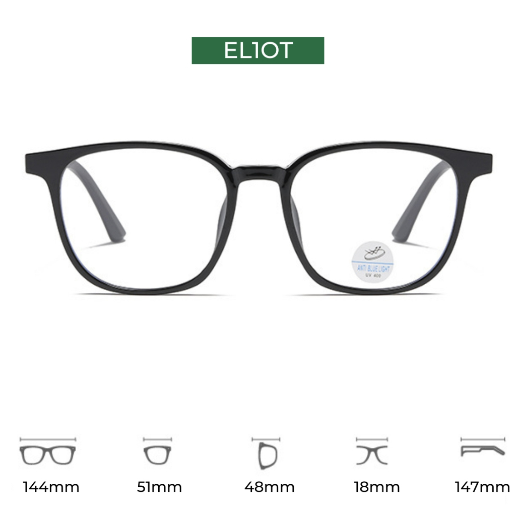 Gọng kính cận ELIOT mắt tròn chất liệu nhựa bản lề kim loại chắc chắn thời trang 81245