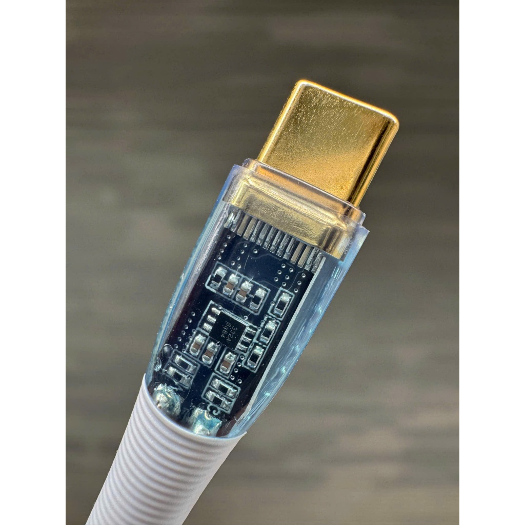 Cáp Sạc Type-C to Type-C 100W Dài 2m – Thiết Kế Trong Suốt, Đầu Cắm Mạ Vàng Sang Trọng, Chống Rối & Siêu Bền