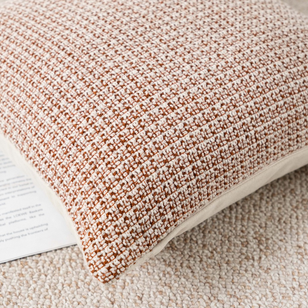 Vỏ Gối Tựa Lưng Cao Cấp Dệt Jacquard Tông Nâu Cam Sang Trọng