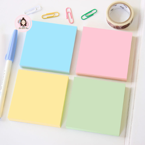 Giấy note ghi chú đơn sắc nhiều màu sắc 100 tờ hình vuông có thể dán ...