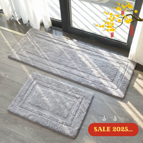 Thảm lau chân, thảm decor [Siêu thấm hút] sợi bông cotton 100% siêu mềm mại-2 kích thước 40x60/40x120cm