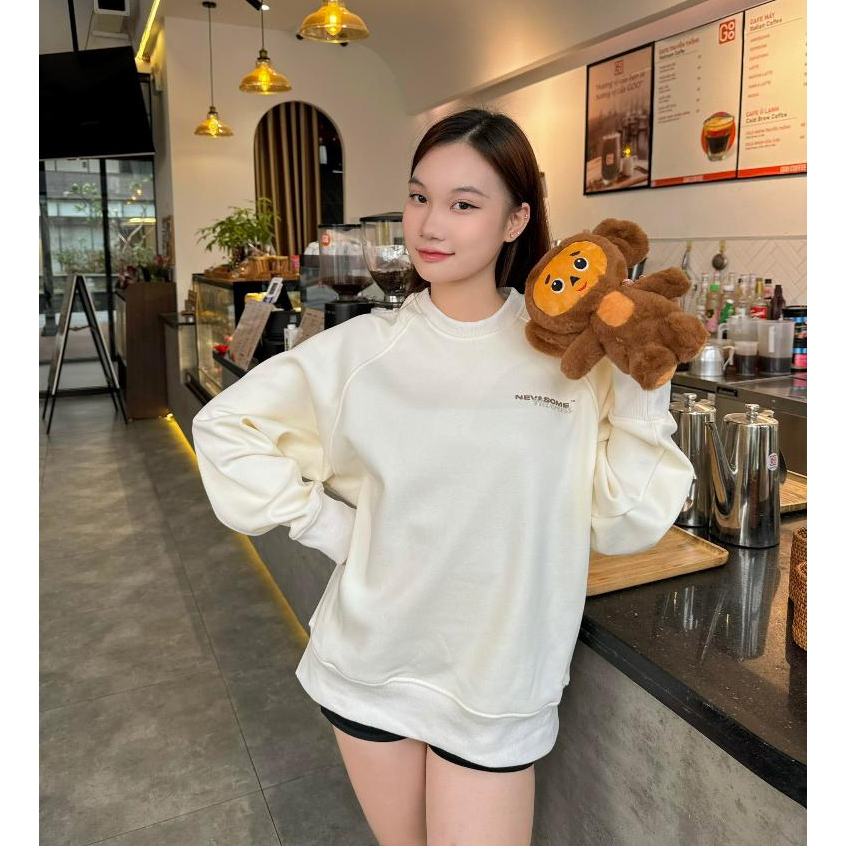 Áo Sweater Raglan Local Brand NEVASOME Neverless Nỉ Lót Lông Cừu 5 Màu Cotton 360 gsm Oversize