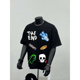 Bộ Phông Thể Thao Nam Nữ Đẹp Phối Họa Tiết The End Phong Cách Trẻ Trung, Chất Liệu Cotton Khô Mềm Mịn, Thoáng Mát