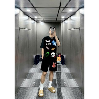 Bộ Phông Thể Thao Nam Nữ Đẹp Phối Họa Tiết The End Phong Cách Trẻ Trung, Chất Liệu Cotton Khô Mềm Mịn, Thoáng Mát