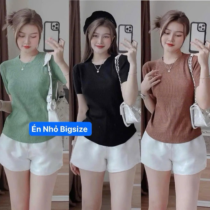 Áo Thun Gân Tăm Bigsize Cổ Tròn Nữ Xinh Đẹp Dễ Thương Giá Rẻ Freesize 50-95kg Women Top áo  thun  bigize đẹp Màu Nâu