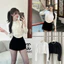 Áo Sơmi Chất Kaki Chéo Xếp Ly Bèo Ngực Cổ Đá 2 Màu Bo Chun Eo