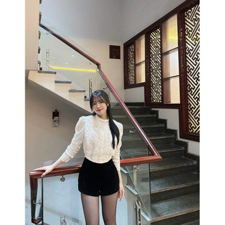 [A0.166] Áo Sơmi Chất Kaki Chéo Xếp Ly Bèo Ngực Cổ Đá 2 Màu Bo Chun Eo