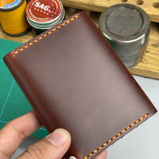 Ví hộp nhỏ gọn đưng thẻ , cccd mới , tiền gập đôi da bò  pullup, kích thước 8x10.5 cm.- thương hiệu Ví Da SAGO (VH06)
