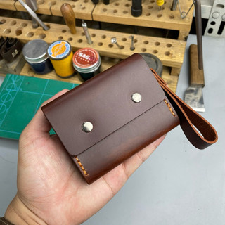 Ví hộp nhỏ gọn đưng thẻ , cccd mới , tiền gập đôi da bò  pullup, kích thước 8x10.5 cm.- thương hiệu Ví Da SAGO (VH06)