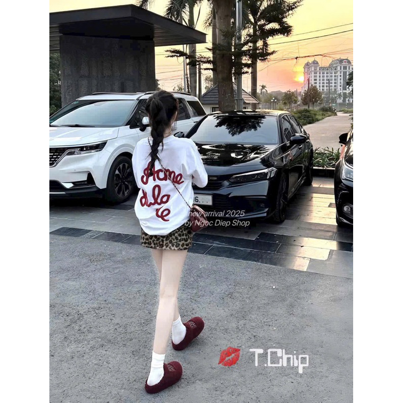 Áo Thun ,Áo phông nữ in chữ nổi chất cotton QC mới 2025