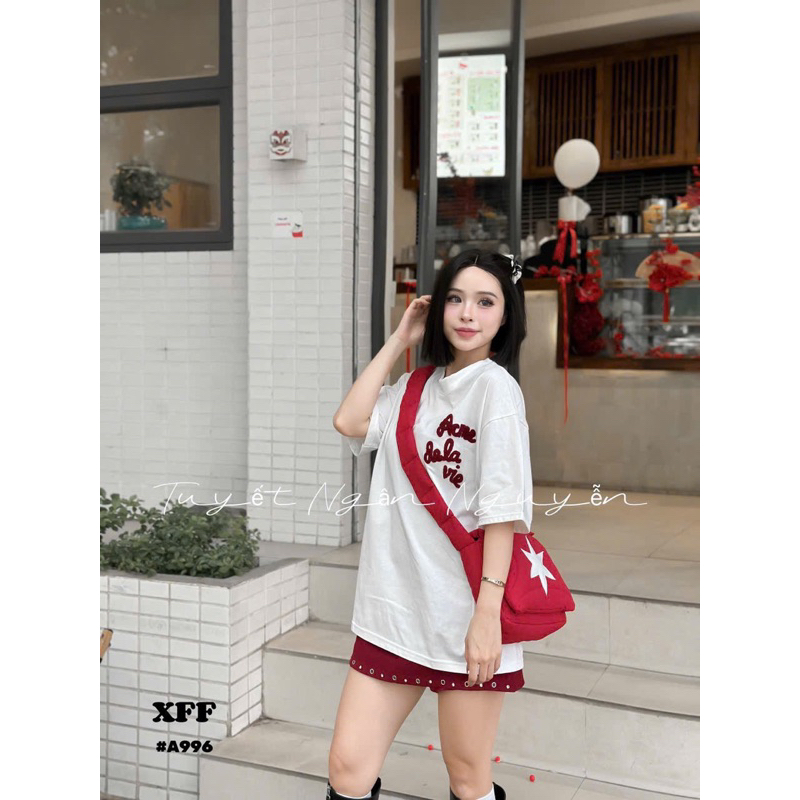 Áo Thun ,Áo phông nữ in chữ nổi chất cotton QC mới 2025