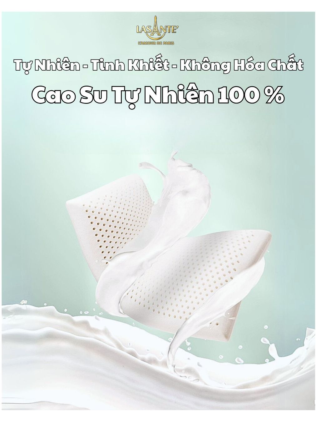 Ảnh Gối Cao Su Thấp 4 Cm Siêu Mỏng Form Phẳng Truyền Thống Lasante Cho Người Nằm Gối Thấp 2