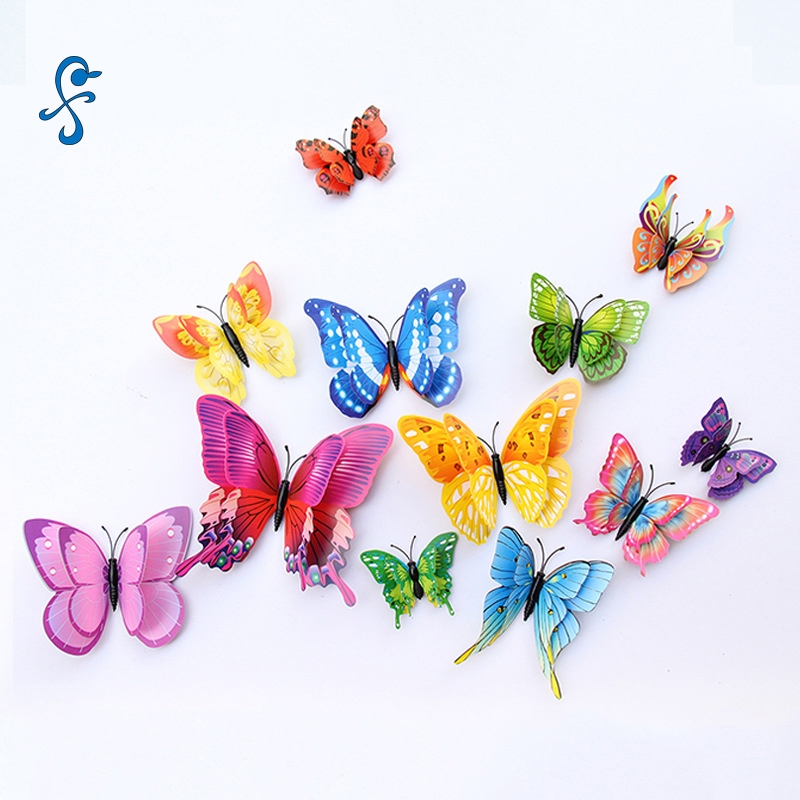 Bộ 12 Con Bướm 3D 2 Tầng Cánh Kích Thước 5 – 12cm Đủ 9 Màu Siêu Đẹp -BN2