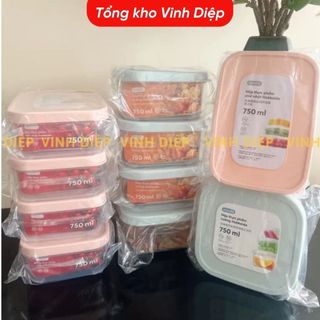 Bộ 3 hộp đựng thực phẩm chữ nhật Hokori 6533, hộp bảo quản đồ ăn trong tủ, hộp nhựa Việt Nhật