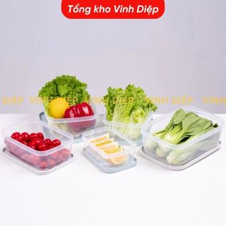 Bộ 3 hộp đựng thực phẩm chữ nhật Hokori 6533, hộp bảo quản đồ ăn trong tủ, hộp nhựa Việt Nhật