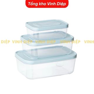Bộ 3 hộp đựng thực phẩm chữ nhật Hokori 6533, hộp bảo quản đồ ăn trong tủ, hộp nhựa Việt Nhật