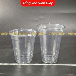 50 cốc nhựa, ly nhựa PET nắp cầu đựng trà sữa, nước giải khát 400ml 500ml