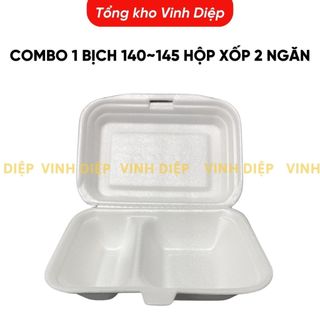 Combo 1 bịch 145~150 hộp xốp 2 ngăn đựng cơm, bún đậu, đồ ăn, hoa quả