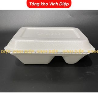 Combo 1 bịch 145~150 hộp xốp 2 ngăn đựng cơm, bún đậu, đồ ăn, hoa quả