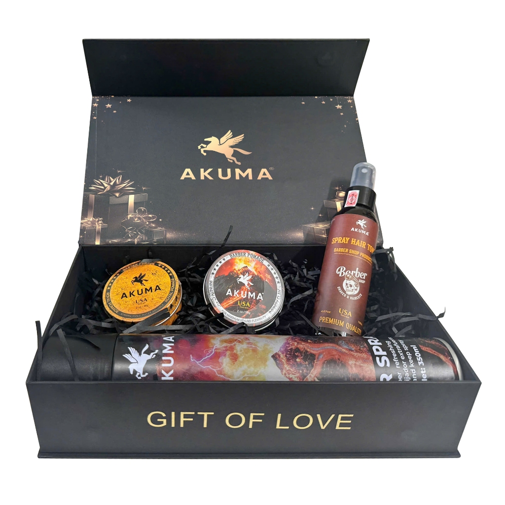 Ảnh Bộ Quà Tặng Bạn Trai Cao Cấp AKUMA: Sáp Vuốt Tóc Clay 56g + Pomade 56g Hương Nước Hoa Nam, Xịt Tạo Phồng Tóc 120ml 1