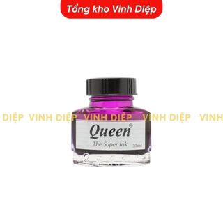 Mực Queen tím 30ml dùng cho bút máy, màu sắc tươi sáng, mực tím học sinh Tiểu Học