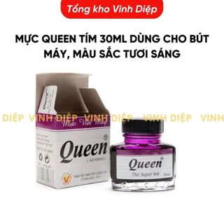 Mực Queen tím 30ml dùng cho bút máy, màu sắc tươi sáng, mực tím học sinh Tiểu Học