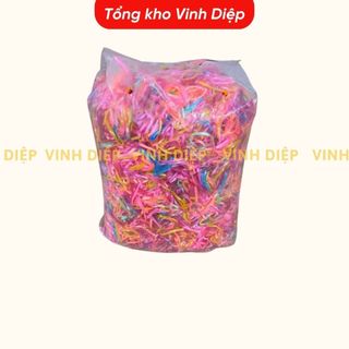 1 bịch 1kg chun buộc tóc, chun cột tóc nhiều màu dai tốt