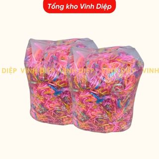 1 bịch 1kg chun buộc tóc, chun cột tóc nhiều màu dai tốt