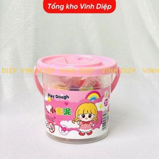 Hộp đất nặn 10 màu cho bé kèm khuôn in hình,đồ chơi cho bé,1 hộp đất nặn sô tròn