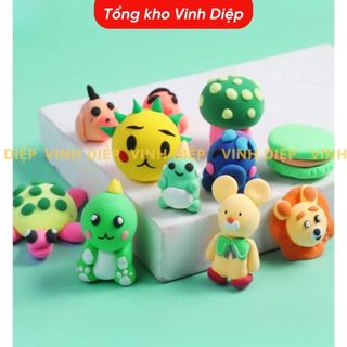 Hộp đất nặn 10 màu cho bé kèm khuôn in hình,đồ chơi cho bé,1 hộp đất nặn sô tròn