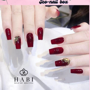 NAIL BOX THIẾT KẾ SƠN GEL ĐỎ ĐÍNH ĐÁ TẾT