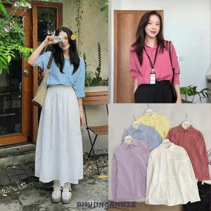 Áo sơ mi nữ chất thô mềm cổ bẻ túi đơn hàng QCL1 6268