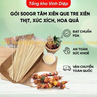 0.5kg tăm xiên que xiên thịt nướng, xúc xích, xiên viên đầu nhọn