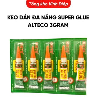 Keo dán đa năng Super Glue Alteco tuýp 3g siêu dính, loại keo dán giày, dán gỗ