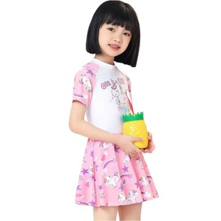 Đồ bơi cho bé gái cộc tay giả váy hoạ tiết ngựa 1 sừng 15- 40kg, bikini cho bé gái, đồ bơi cho bé